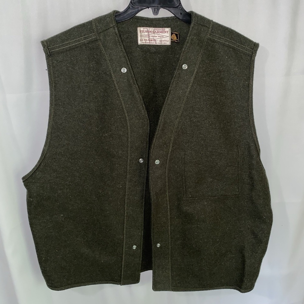 Vintage Filson Wool Snap Vest Liner Men's Green See Measurements